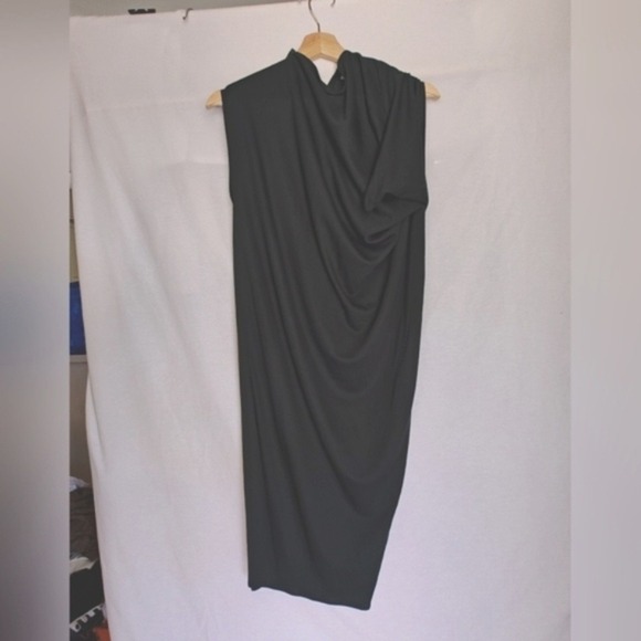 Lanvin Sleeveless Dress Green Draped Zipper Shoulder Cashmere‎ Jersey 2019 36 - Picture 4 of 12